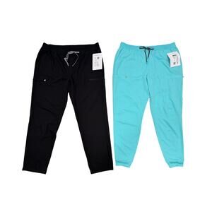 Lot of 2 NWT Fabletics Scrub Pants Joggers Womens 2X/Tall Black Seaside Blue